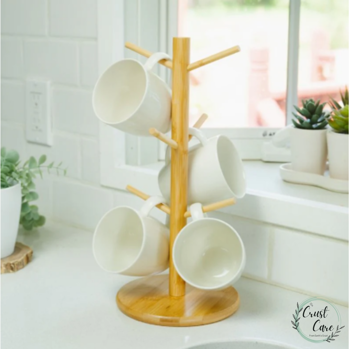 CRUST CARE'S "Bamboo Coffee Cup Tree Holder"